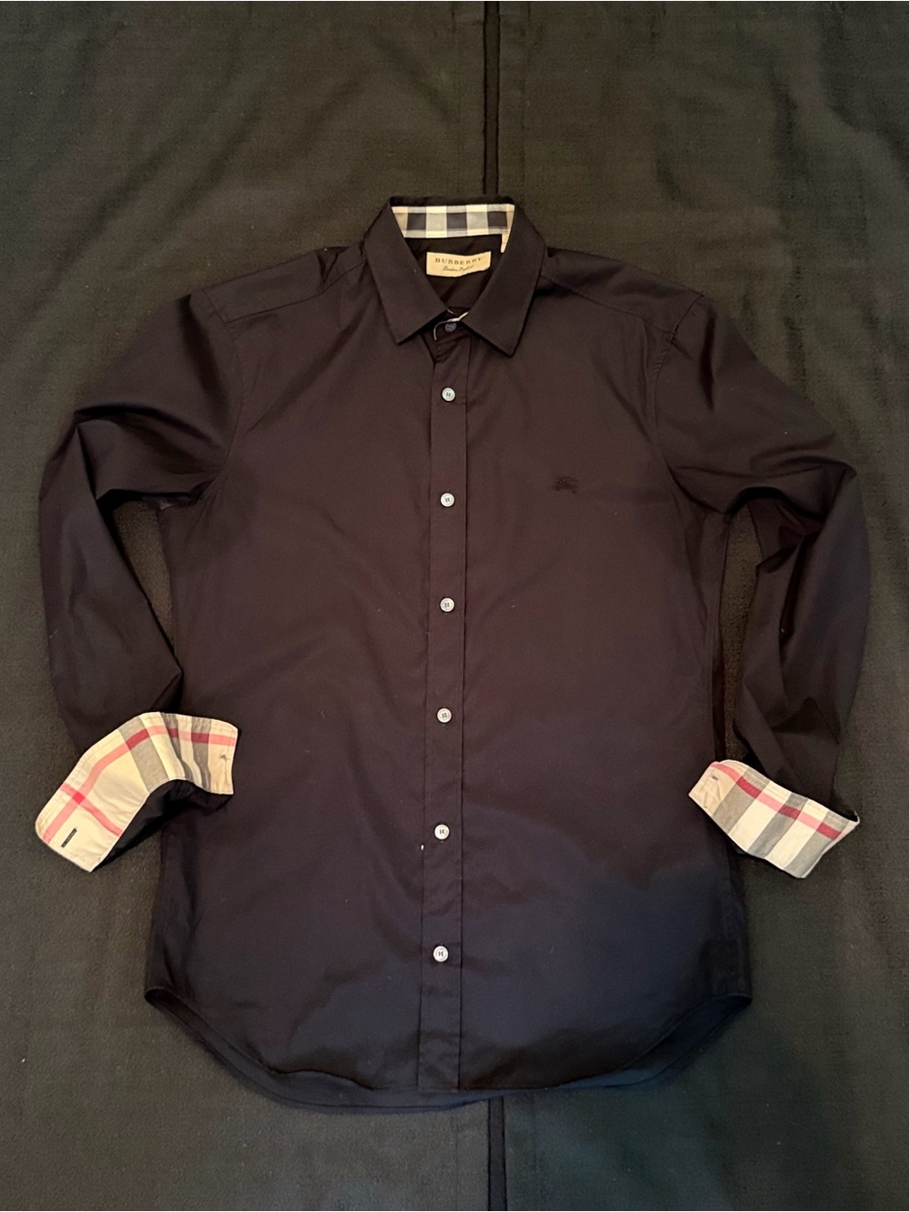Black Burberry long-sleeve button-up shirt